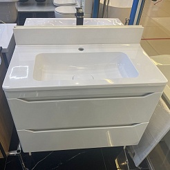 Style Line Тумба под раковину Марелла 80 Люкс Plus антискрейтч подвесная белая – фотография-2